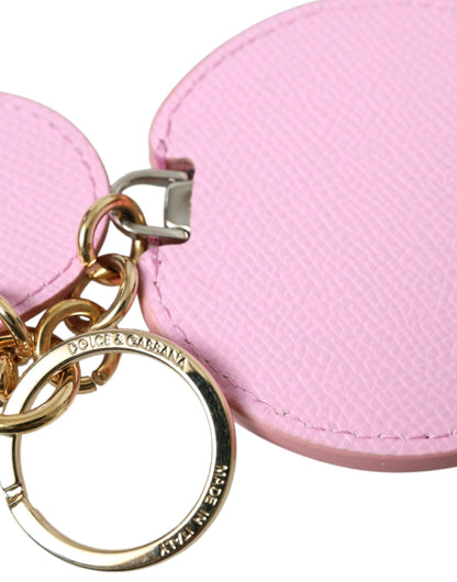  - Elegant Pink Gold Leather Keychain