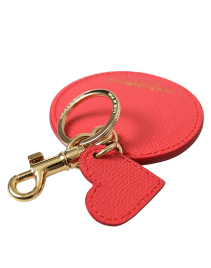  - Elegant Red Leather Keychain with Gold Accents