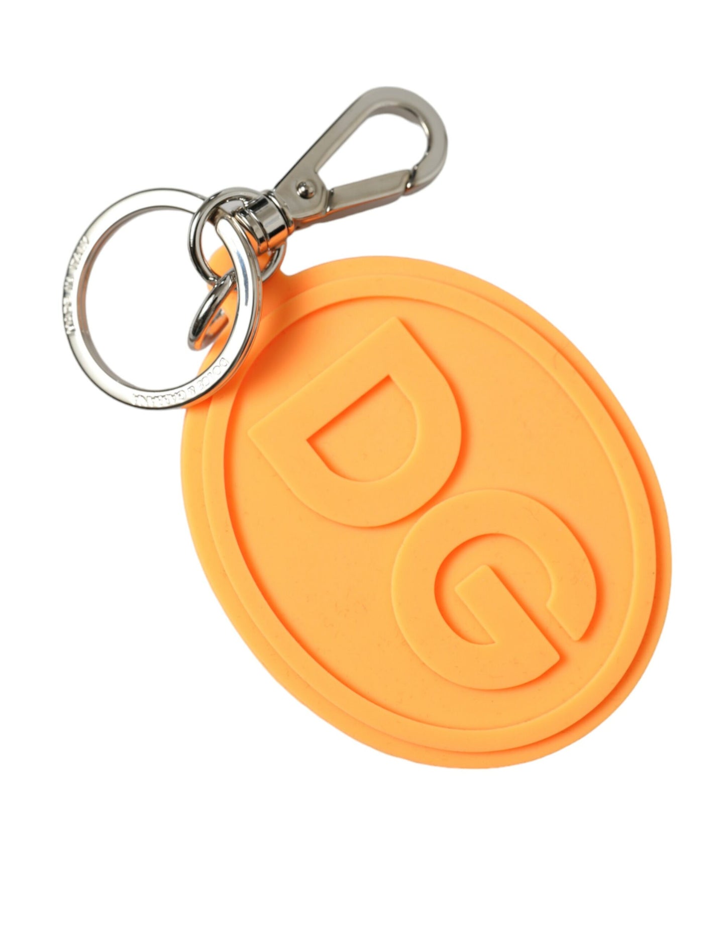  - Elegant Orange Charm Keyring with Silver Detail