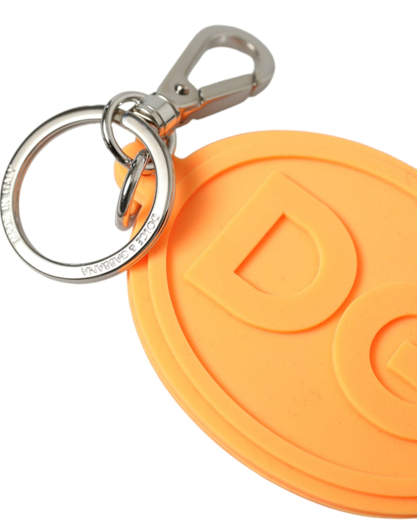  - Elegant Orange Charm Keyring with Silver Detail