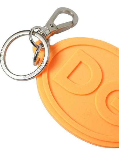  - Elegant Orange Charm Keyring with Silver Detail