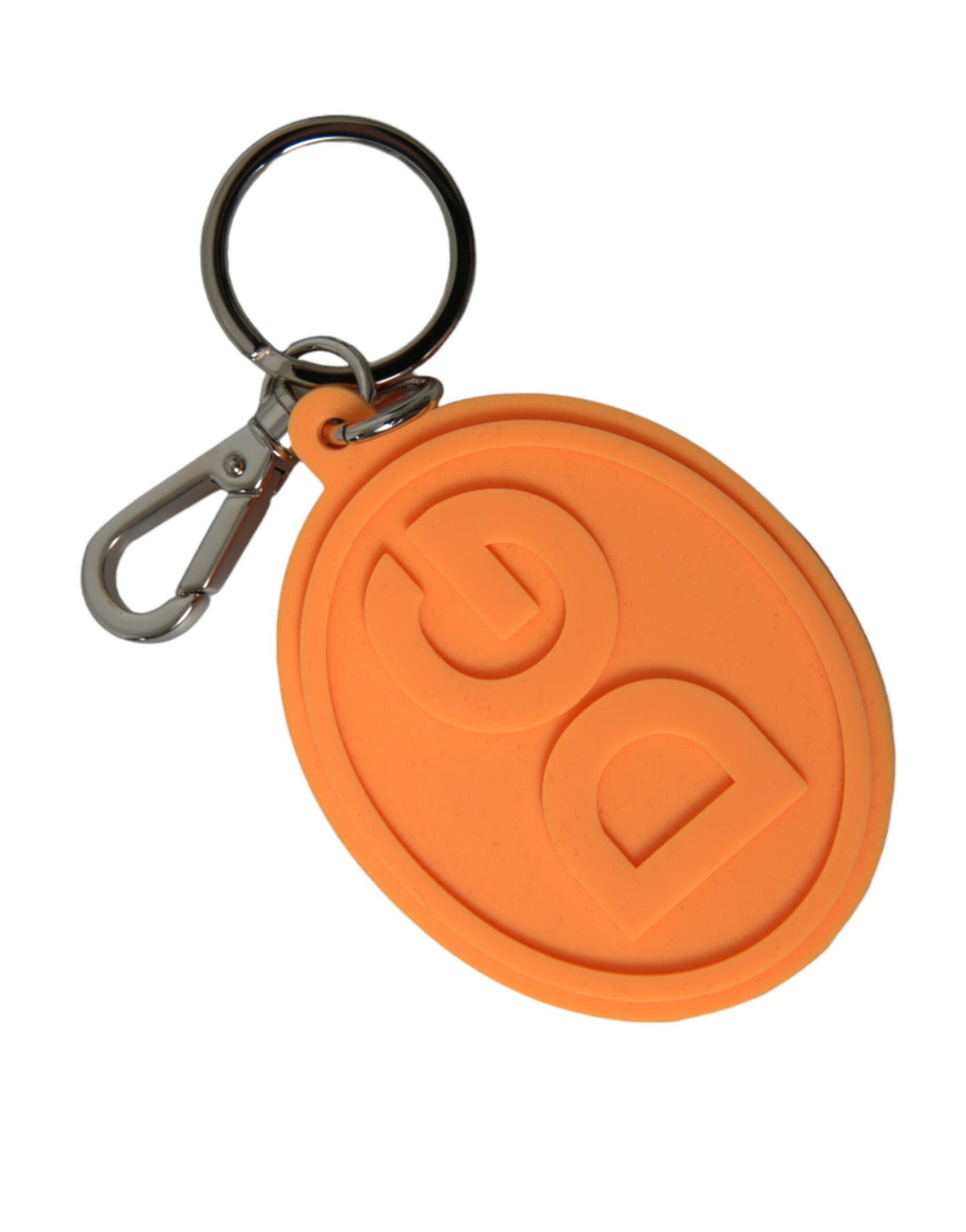  - Elegant Orange Charm Keyring with Silver Detail