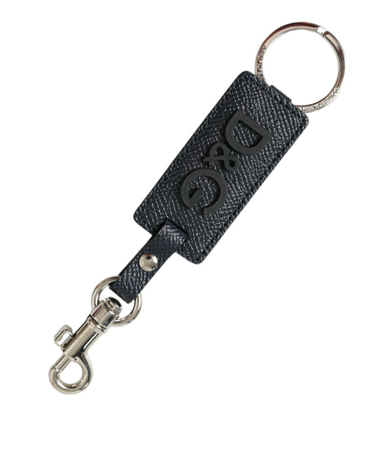  - Elegant Leather Keychain in Black & Silver