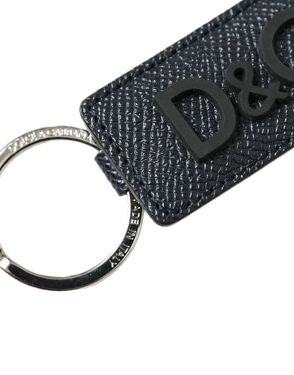  - Elegant Leather Keychain in Black & Silver