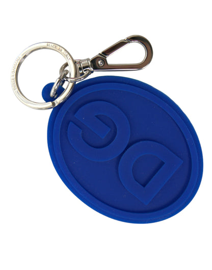  - Elegant Blue Rubber Keychain with Brass Accents