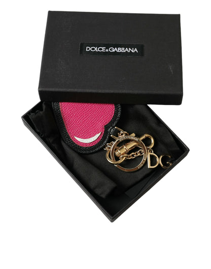  - Stunning Gold and Pink Leather Keychain