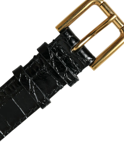  - Elegant Gold Black Leather Bracelet