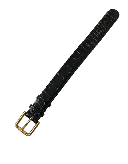  - Elegant Gold Black Leather Bracelet