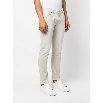  - Cream-Colored Cotton Blend Trousers