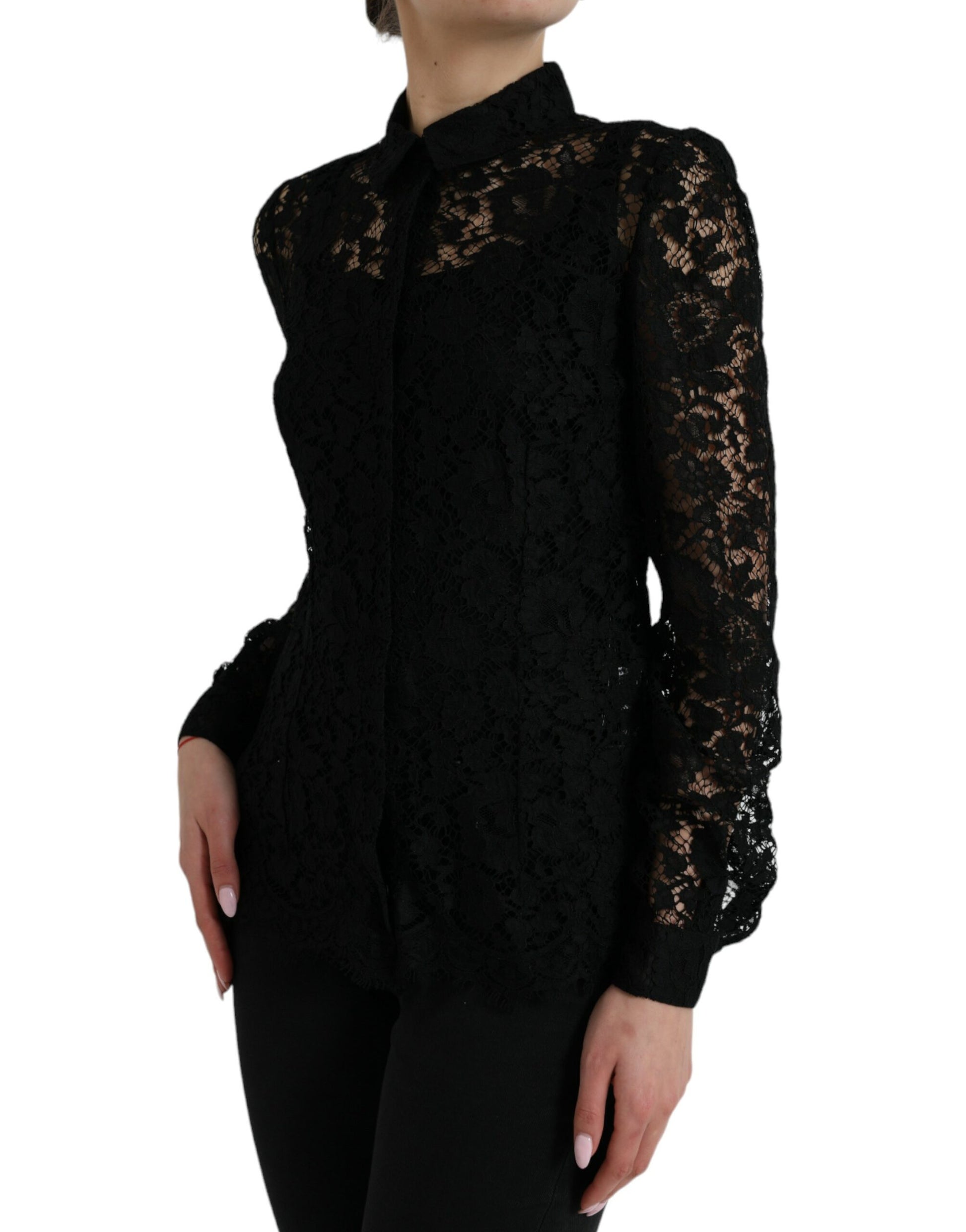 Elegant Floral Lace Blouse Top by Dolce & Gabbana