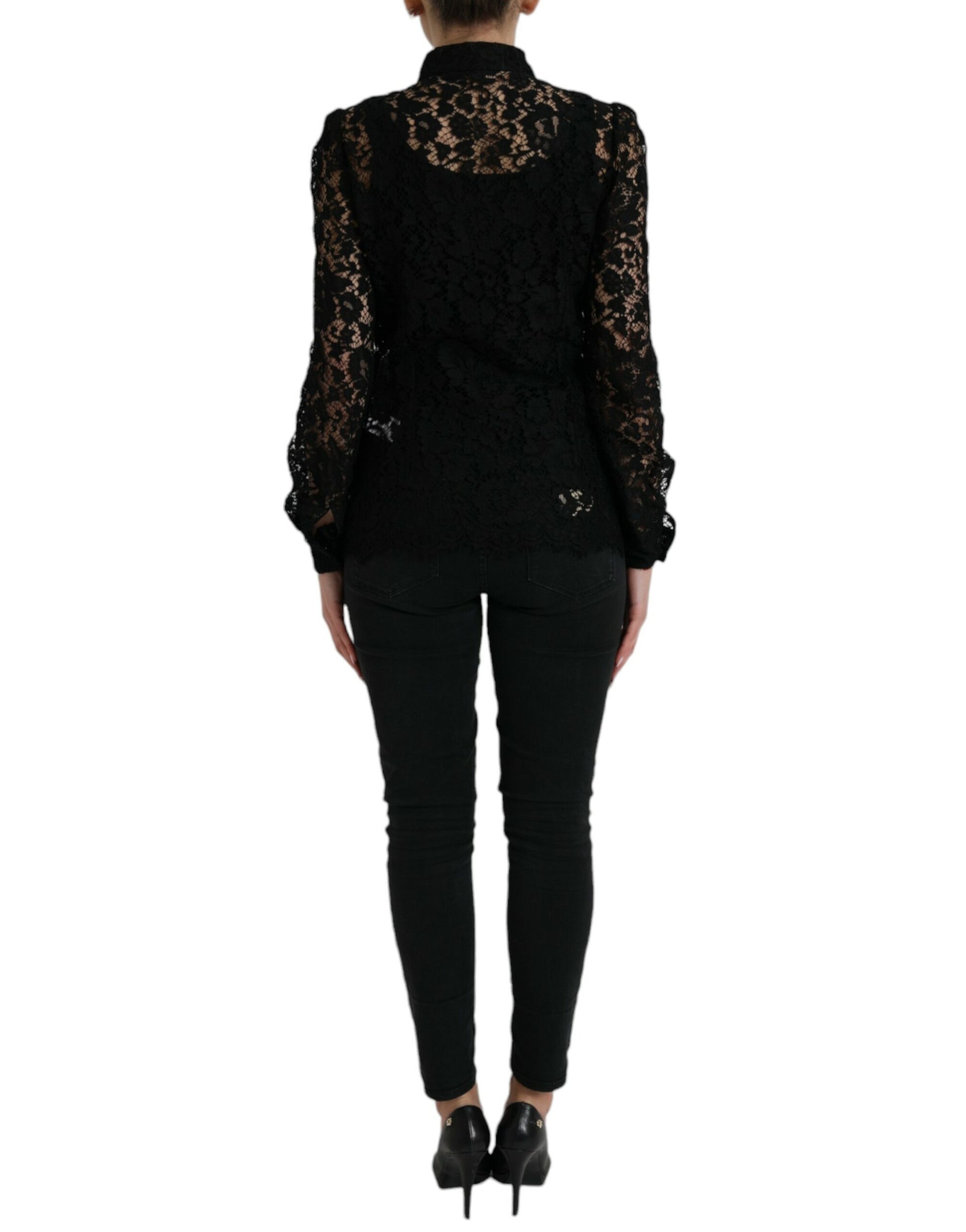 Elegant Floral Lace Blouse Top by Dolce & Gabbana