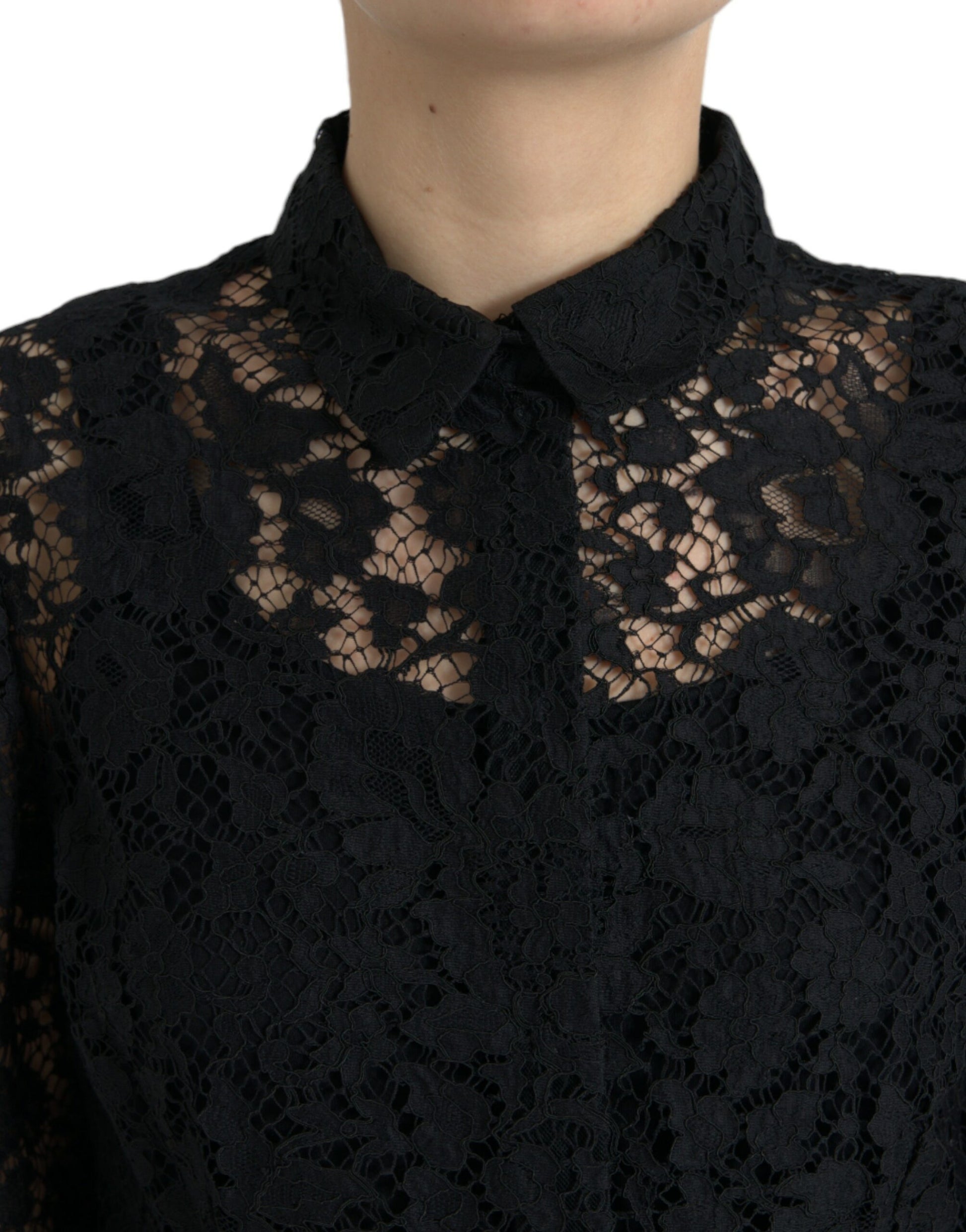 Elegant Floral Lace Blouse Top by Dolce & Gabbana