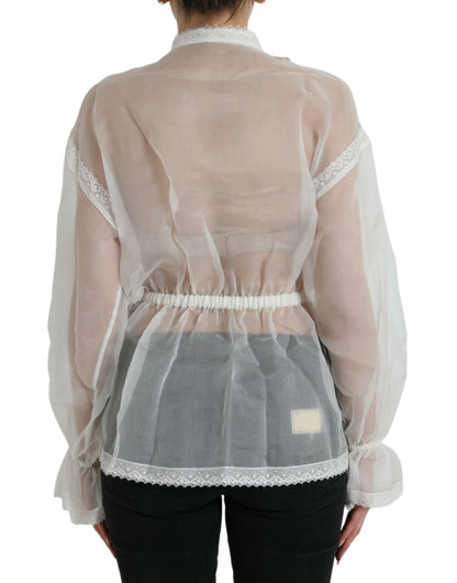  - Elegant Silk Blend Long Sleeve Blouse