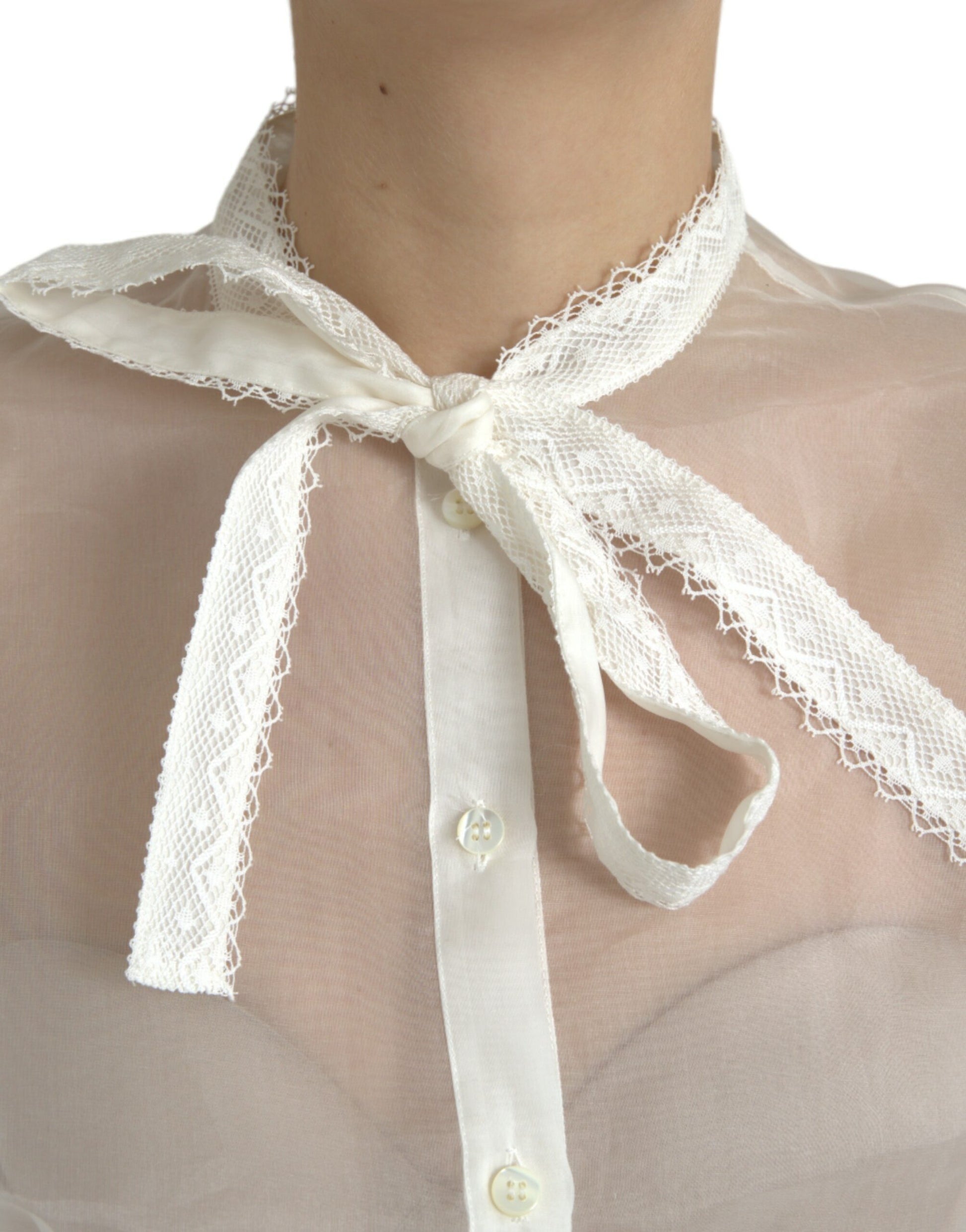 Elegant Silk Blend Long Sleeve Blouse by Dolce & Gabbana