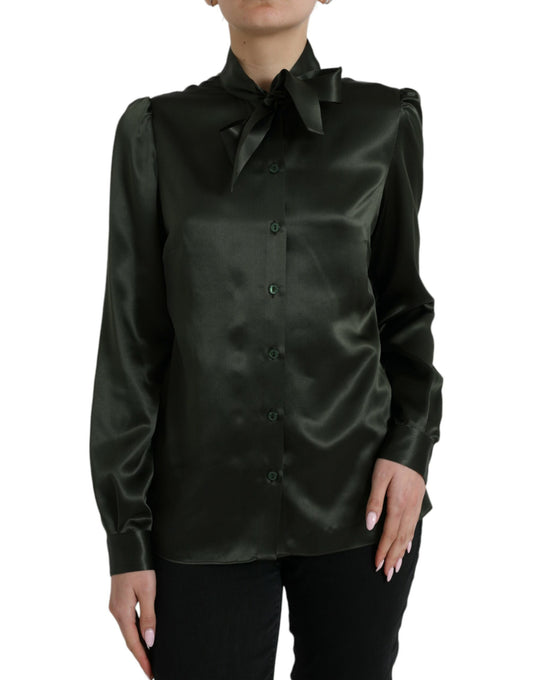  - Elegant Silk Ascot Collar Blouse