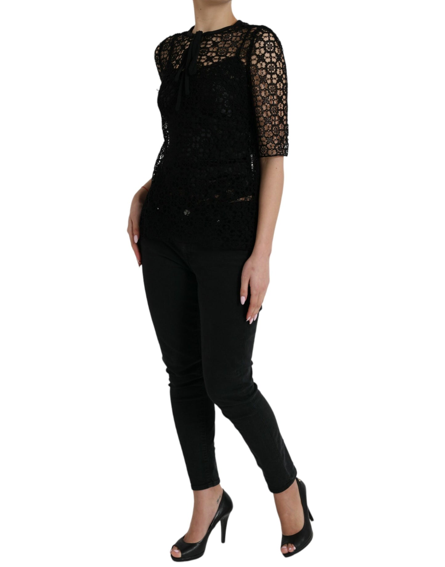  - Elegant Floral Lace Blouse Top