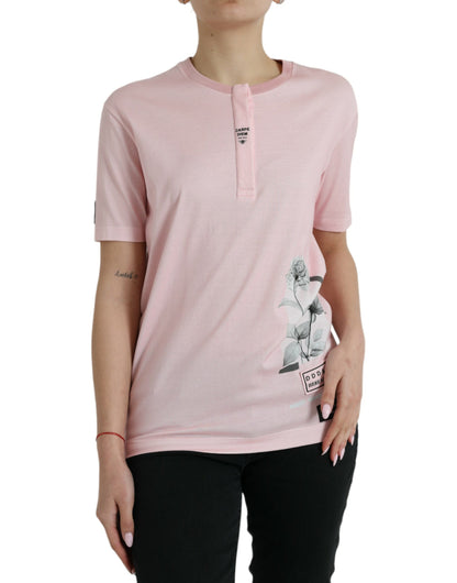  - Chic Pink Floral Cotton Tee