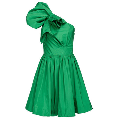  - Chic Green Draped Bustier Flared Dress