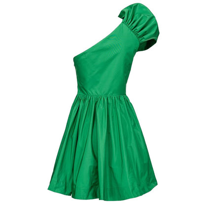  - Chic Green Draped Bustier Flared Dress