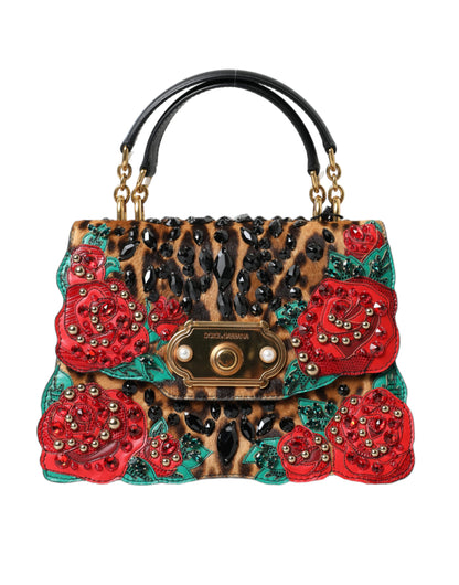  - Chic Leopard Embellished Tote with Red Roses!