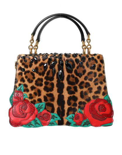  - Chic Leopard Embellished Tote with Red Roses!