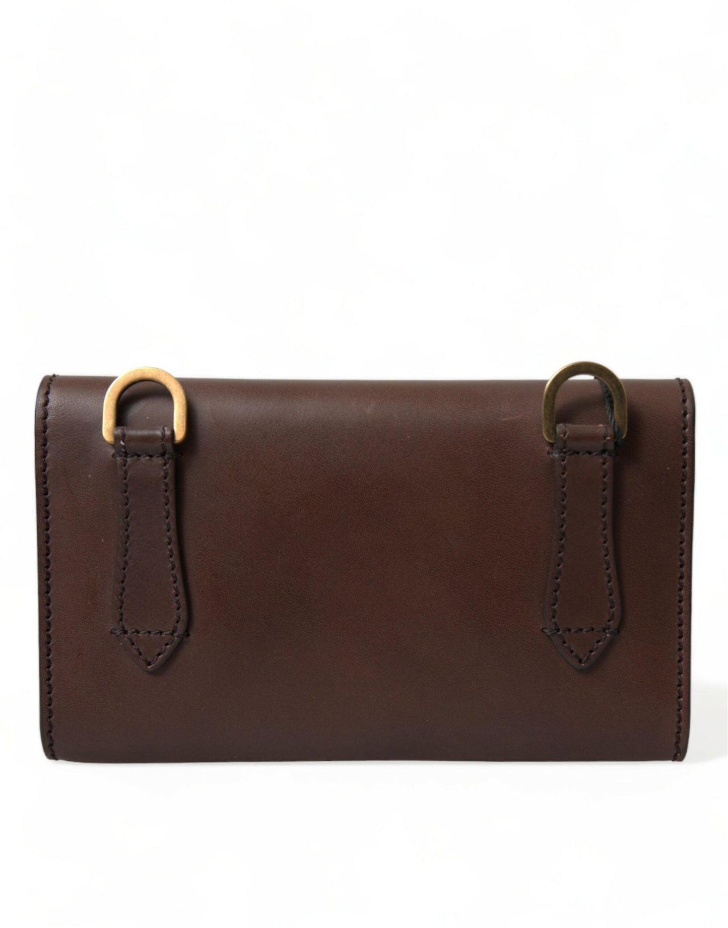  - Chic Brown Leather Shoulder Bag with Gold Detailing