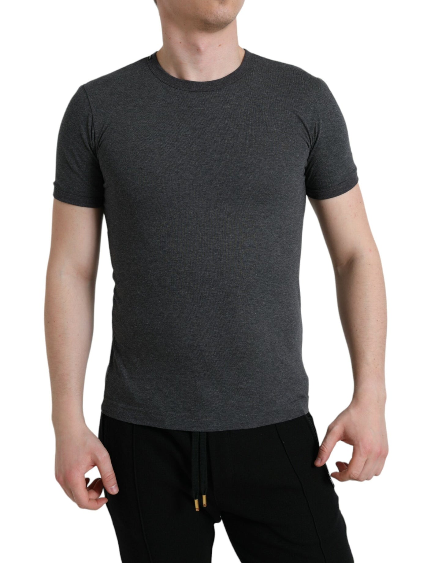  - Elegant Dark Gray Crew Neck Tee