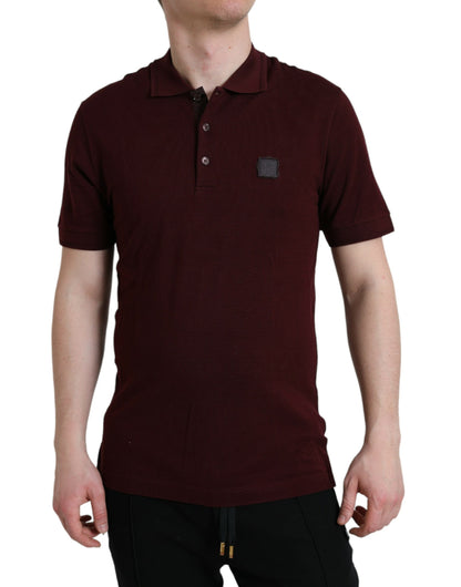  - Elegant Maroon Cotton Blend Polo Tee