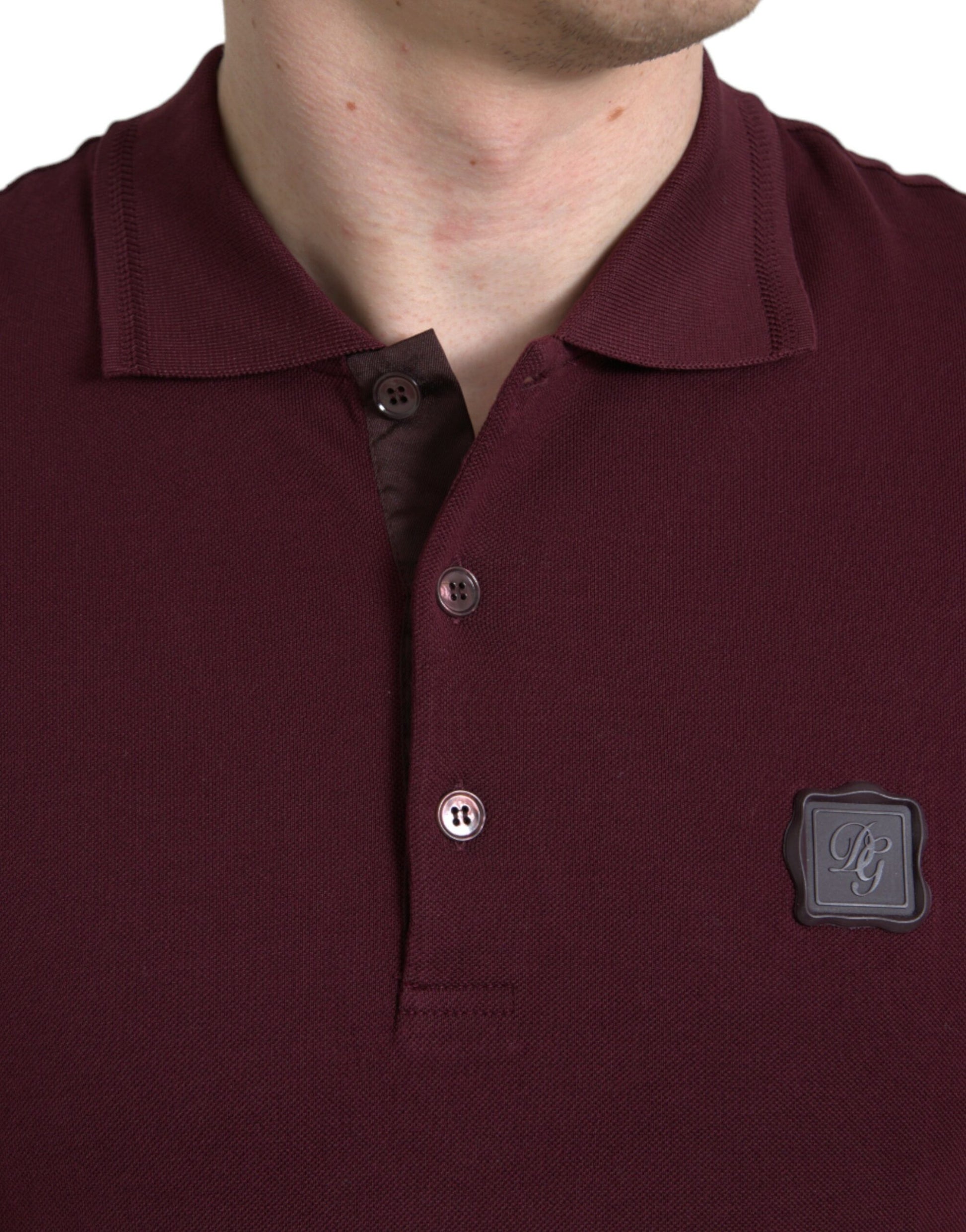 Elegant Maroon Cotton Blend Polo Tee