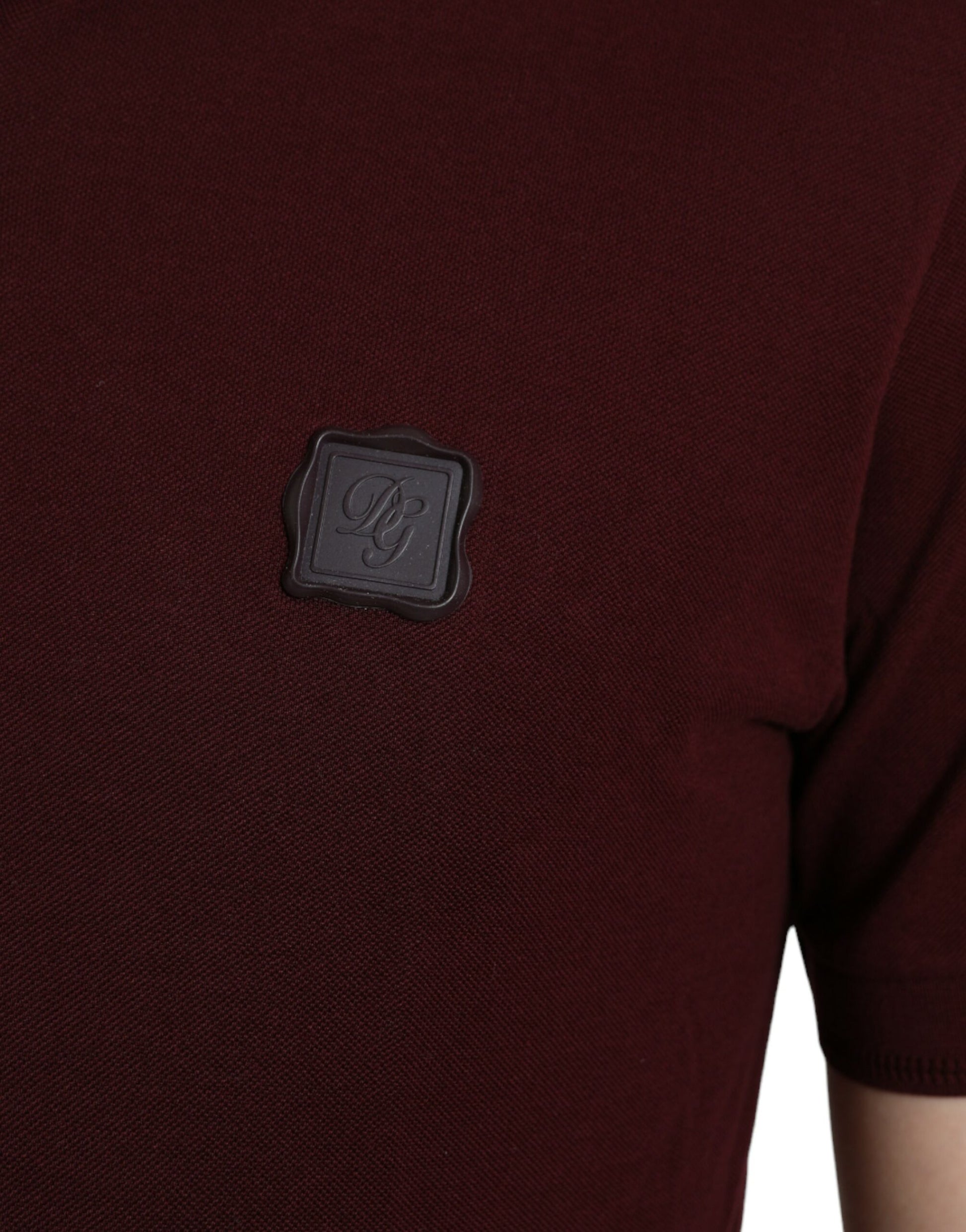 Elegant Maroon Cotton Blend Polo Tee