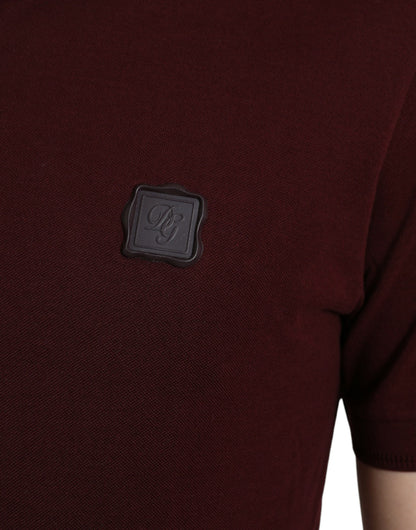  - Elegant Maroon Cotton Blend Polo Tee