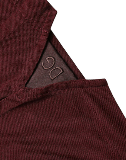  - Elegant Maroon Cotton Blend Polo Tee