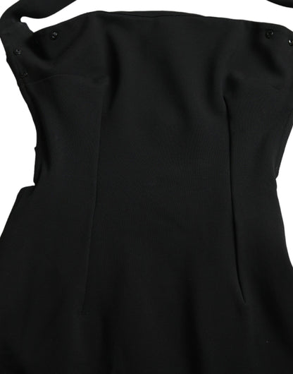  - Elegant Black Sheath Halter Midi Dress