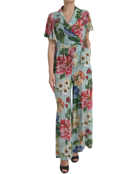  - Elegant Floral Silk Crepe Jumpsuit