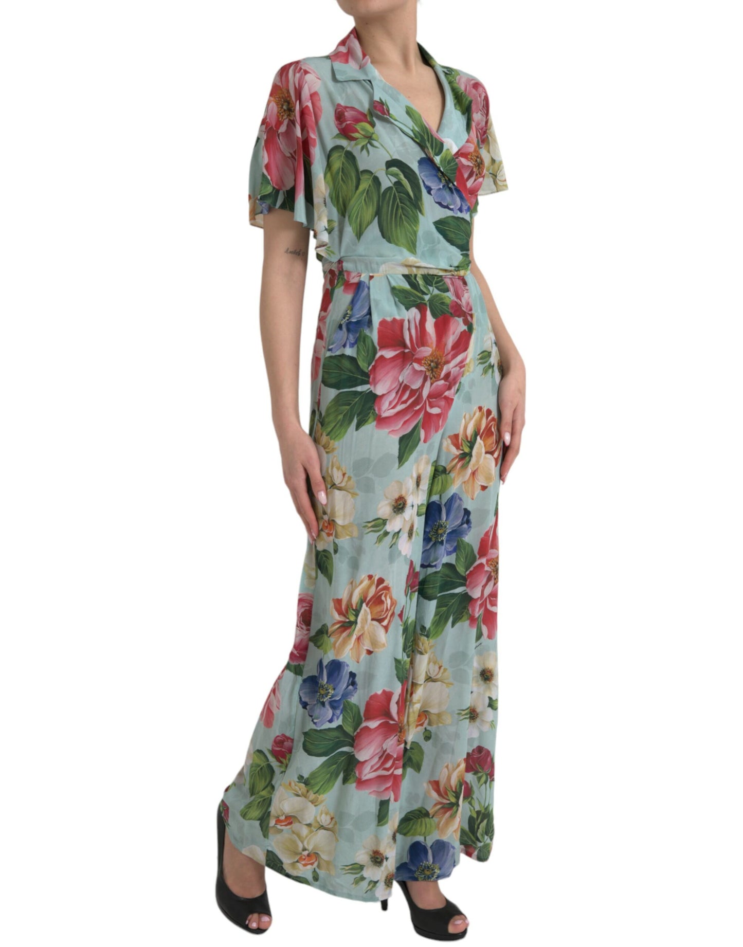  - Elegant Floral Silk Crepe Jumpsuit