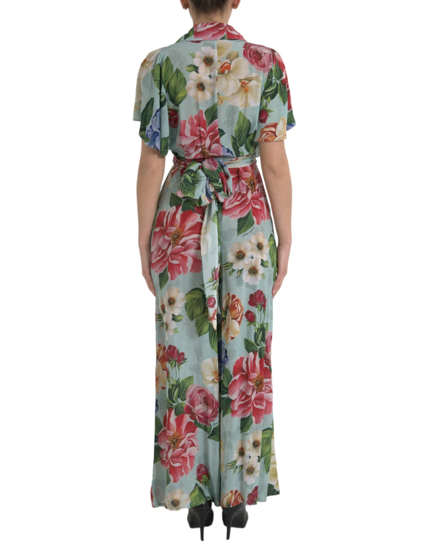  - Elegant Floral Silk Crepe Jumpsuit