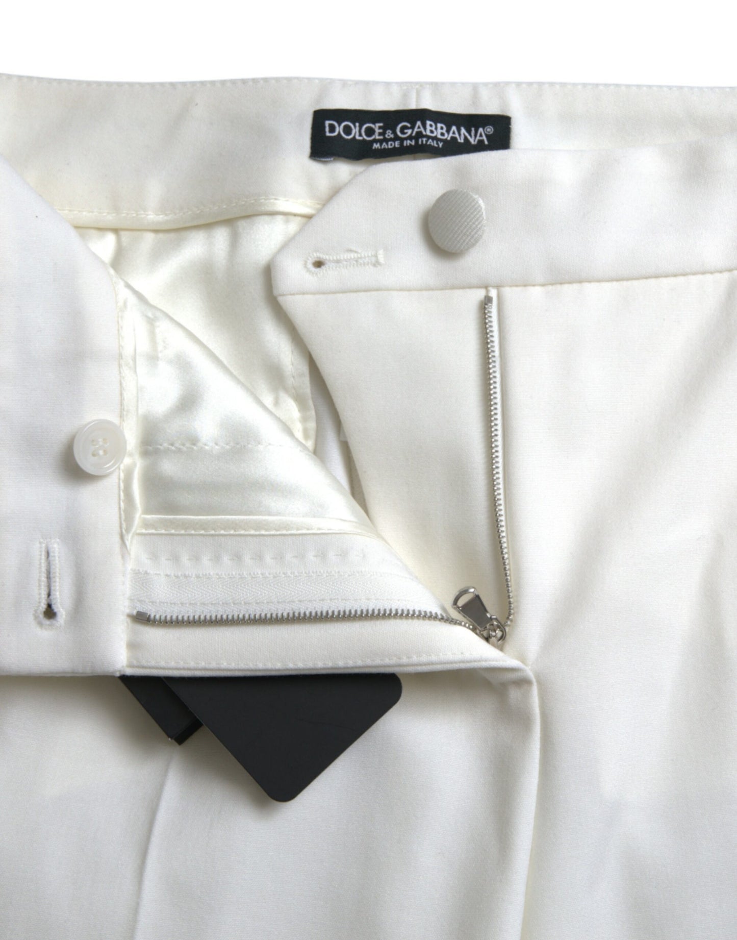  - Elegant White Mid-Waist Tapered Pants