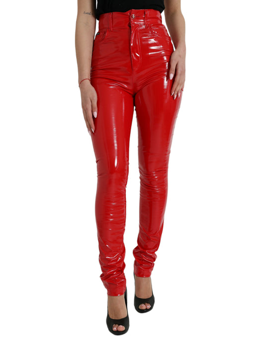  - Chic Red High Waist Skinny Pants