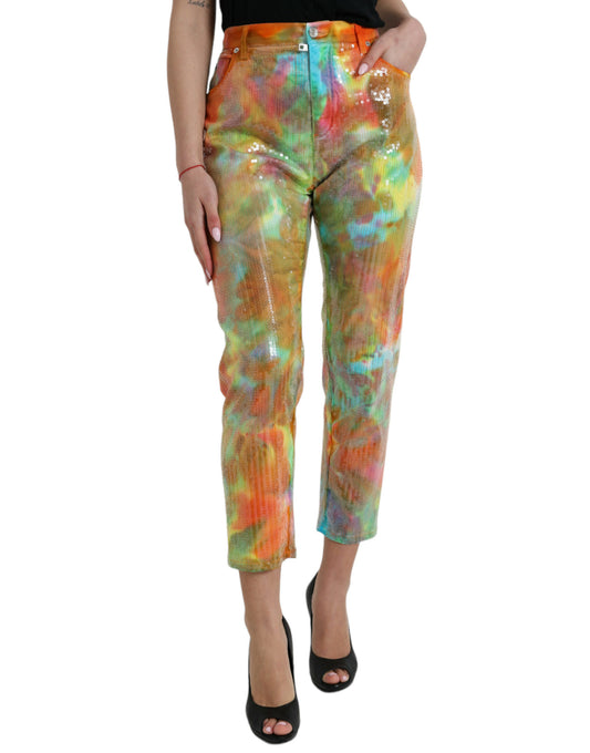  - Multicolor High Waist Cropped Pants