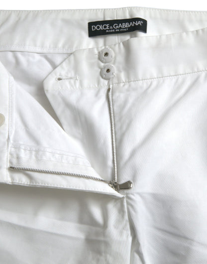  - Elegant White Tapered Mid Waist Pants