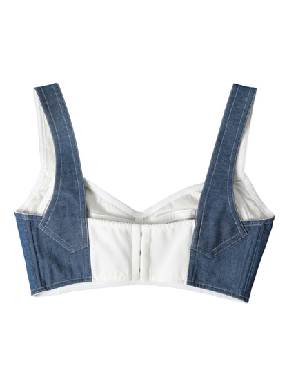  - Elegant Blue Bustier Crop Top