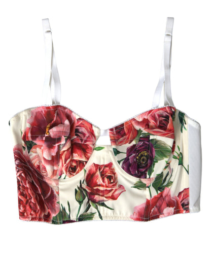  - Floral Silk Blend Bustier Crop Top