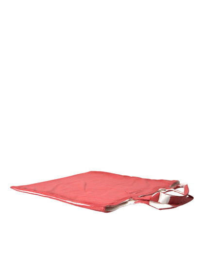  - Chic Red and White Fabric Tote Bag