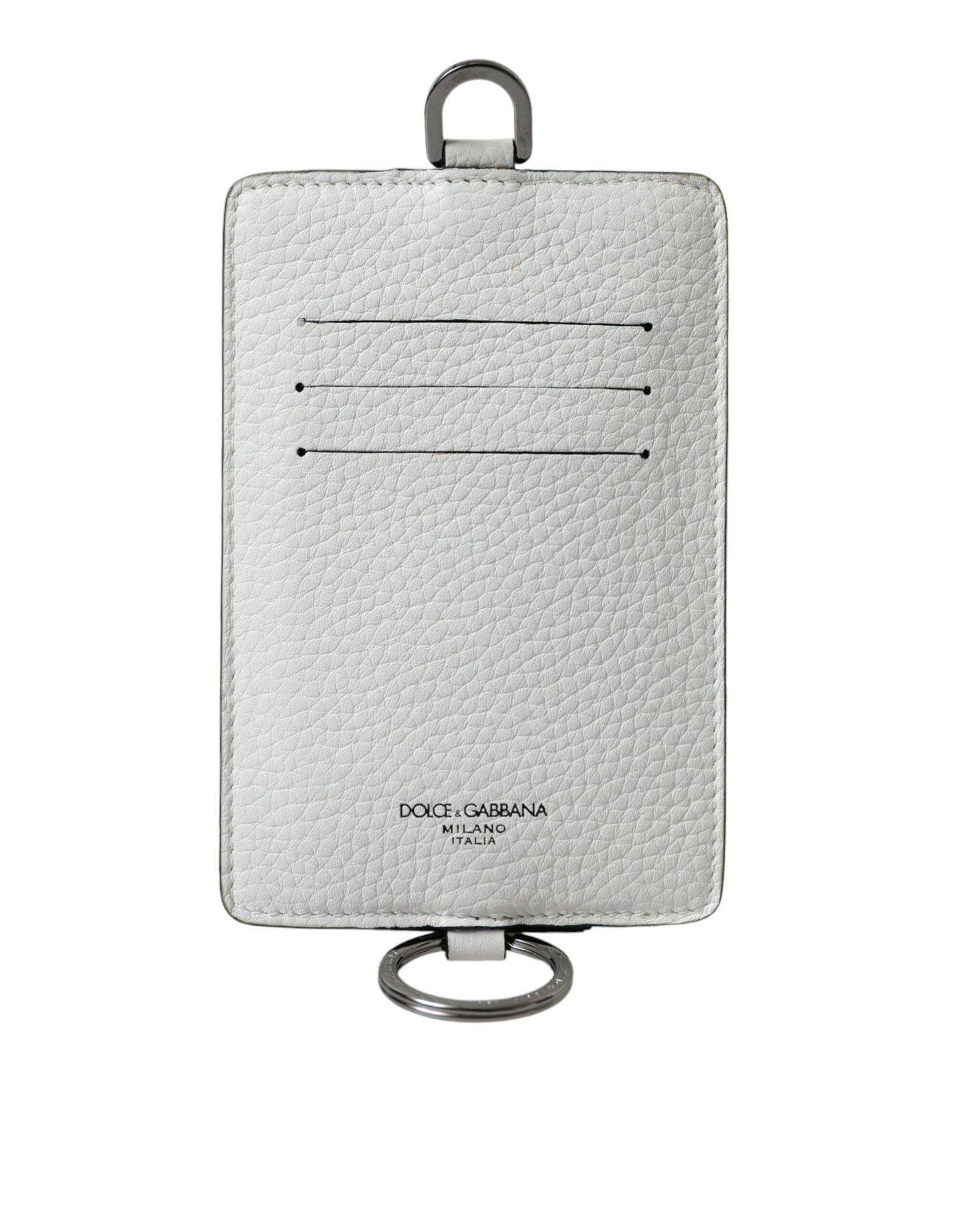  - White Calf Leather Lanyard Logo Card Holder Wallet