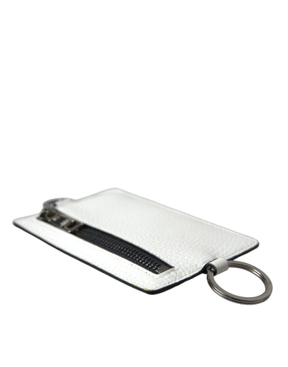  - White Calf Leather Lanyard Logo Card Holder Wallet