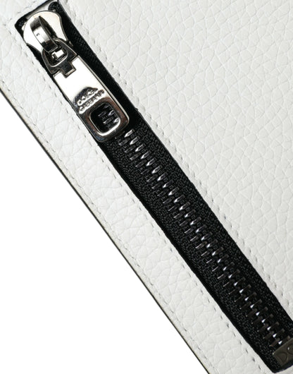  - White Calf Leather Lanyard Logo Card Holder Wallet