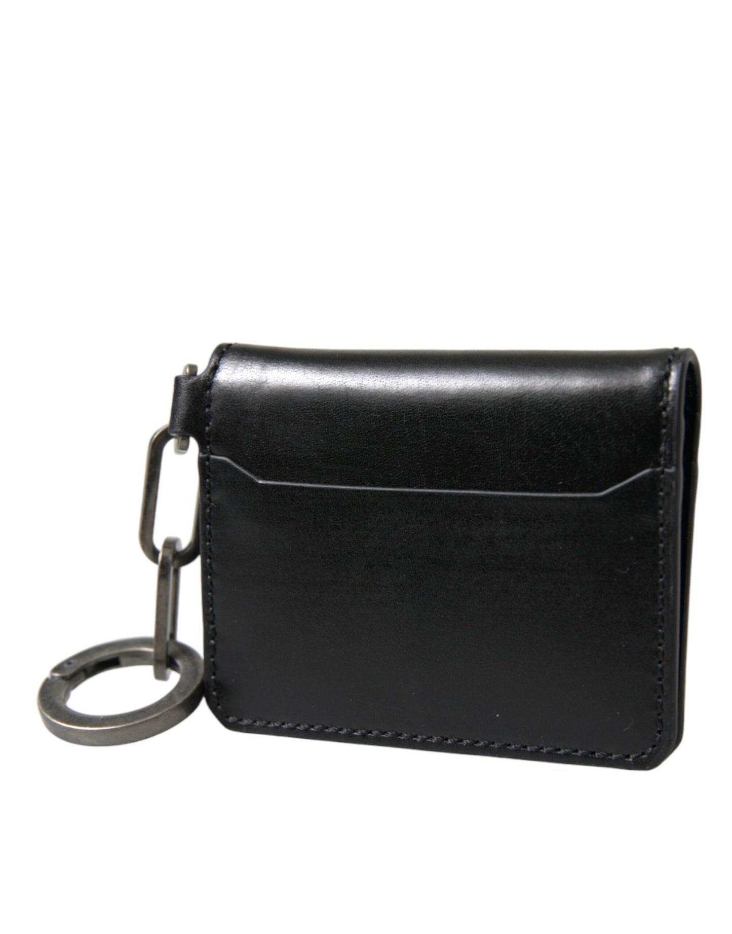  - Black Leather Bifold Logo Card Holder Keyring Wallet