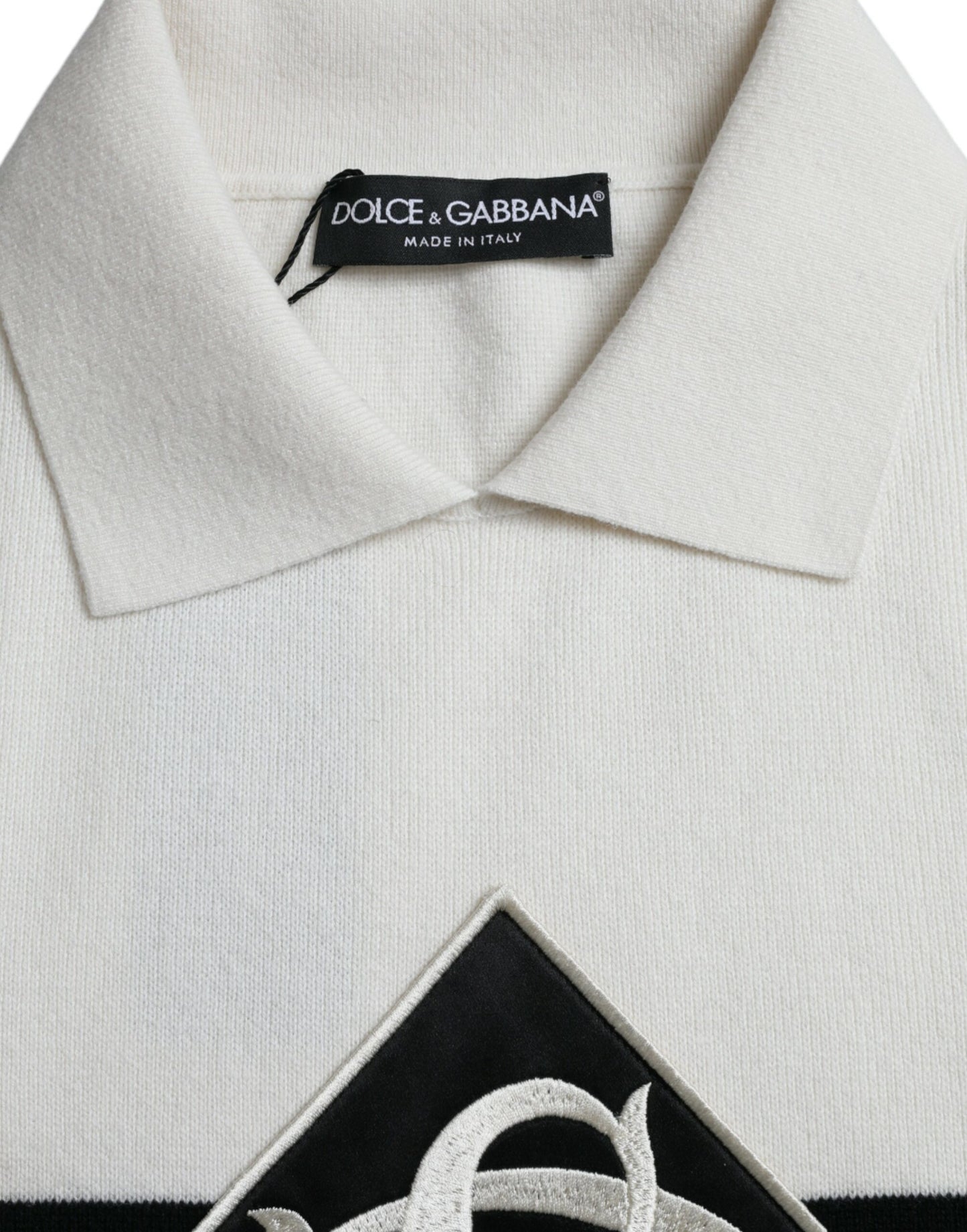  - White DG Logo Collared Henley Shirt T-shirt