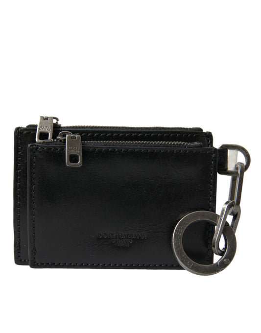  - Black Leather Zip Logo Keyring Coin Purse Keyring Wallet