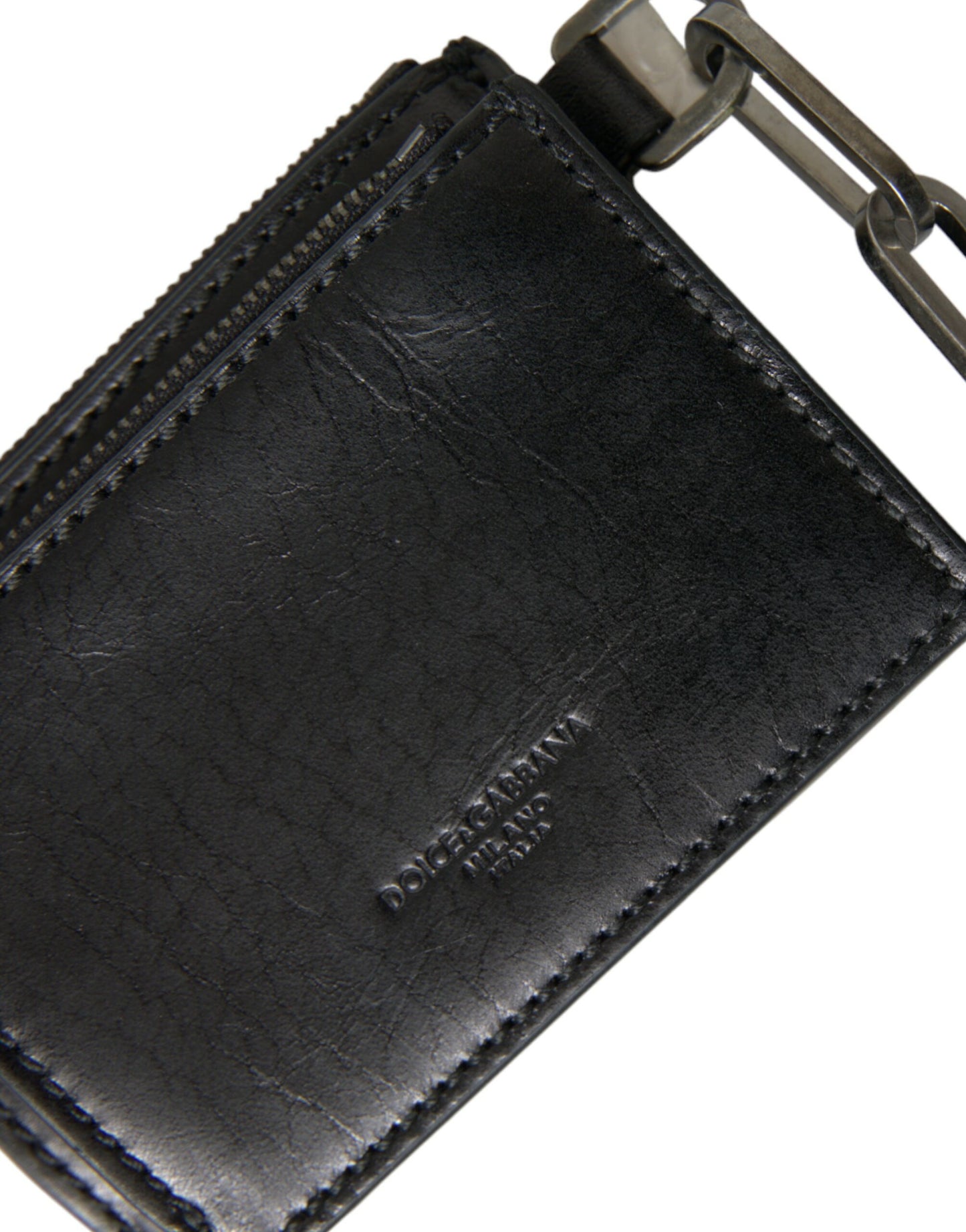  - Black Leather Zip Logo Keyring Coin Purse Keyring Wallet